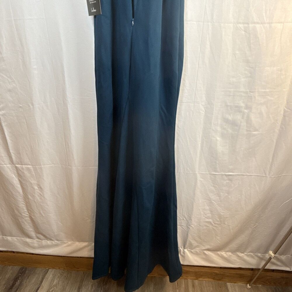 Lulus Margeaux Teal Cape Sleeveless Long Gown Size Small NWT - Picture 11 of 15